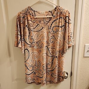 EUC Lime & Chili Peach and Navy Paisley Blouse